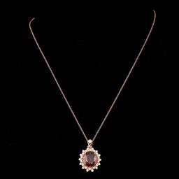 14k Rose Gold 6.50ct Ruby 0.90ct Diamond Pendant