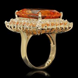 14K Gold 17.71ct Citrine 2.15ct Sapphire 1.95ct Diamond Ring