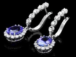 14k Gold 5ct Tanzanite 1.35ct Diamond Earrings