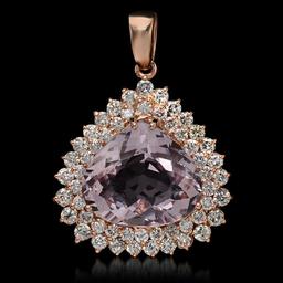 14K Gold 11.58ct Morganite 2.60ct Diamond Pendant