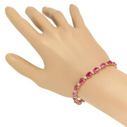 14K Gold 17.10ct Ruby 0.60cts Diamond Bracelet