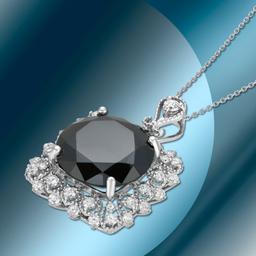 14K Gold 11.15cts Black Diamond Pendant