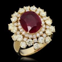 14k Gold 5.23ct Ruby 3.47ct Diamond Ring