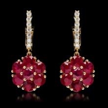 14k Yellow Gold 5.40ct Ruby 0.58ct Diamond Earrings