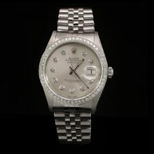 Rolex DateJust SS 36mm Custom Diamond Bezel Men's Wristwatch