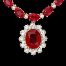 14k Gold 40.5ct Ruby 2.55ct Diamond Necklace