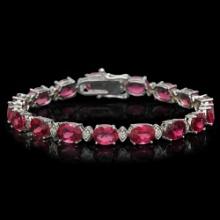 14K Gold 22.52ct Tourmaline 1.02ct Diamond Bracelet