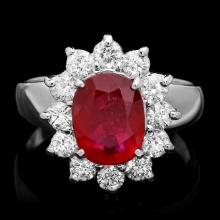 14k White Gold 3.40ct Ruby 1.00ct Diamond Ring