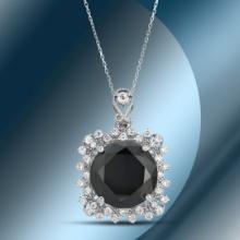 14K Gold 11.15cts Black Diamond Pendant