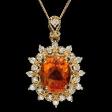 14K Gold 4.03ct Citrine 0.70ct Diamond Pendant