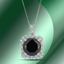 14K Gold 10.81cts Black Diamond Pendant