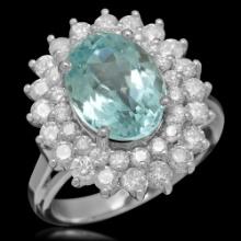 14K Gold 5.04ct Aquamarine 1.62ct Diamond Ring