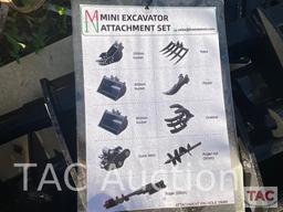 New (9) Piece Mini Excavator Attachment Set