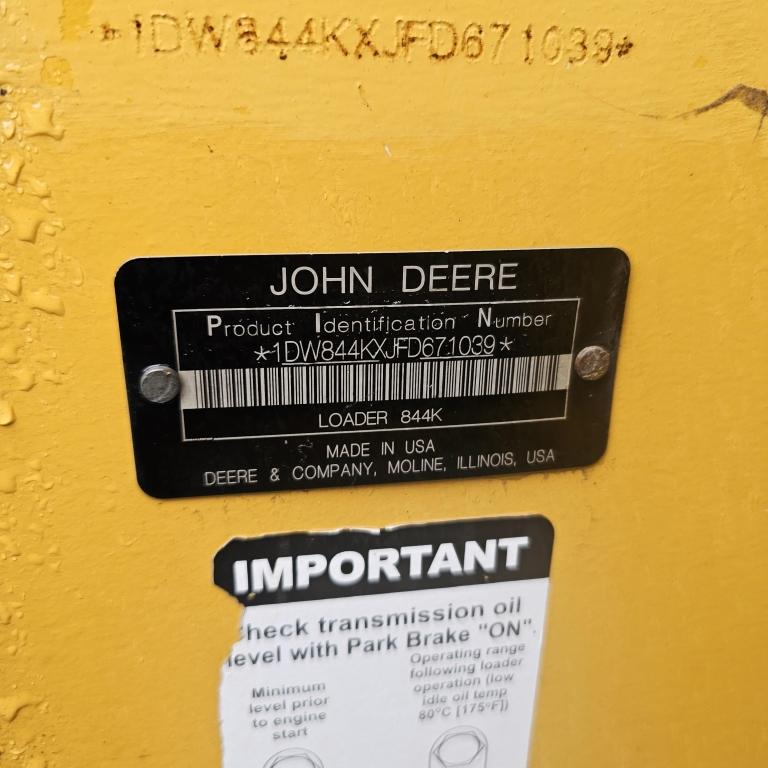 2015 John Deere 844k Series 2 Wheel Loader