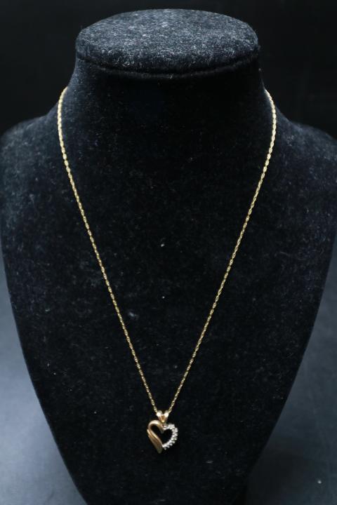 14k Yellow Gold Necklace with Heart Pendant