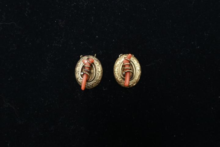 2 Antique Gold Coral Pendants