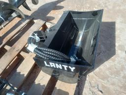 Unused Lanty Mini Excavator Attachments, Bucket Clamp, Post Hole Auger, Bucket