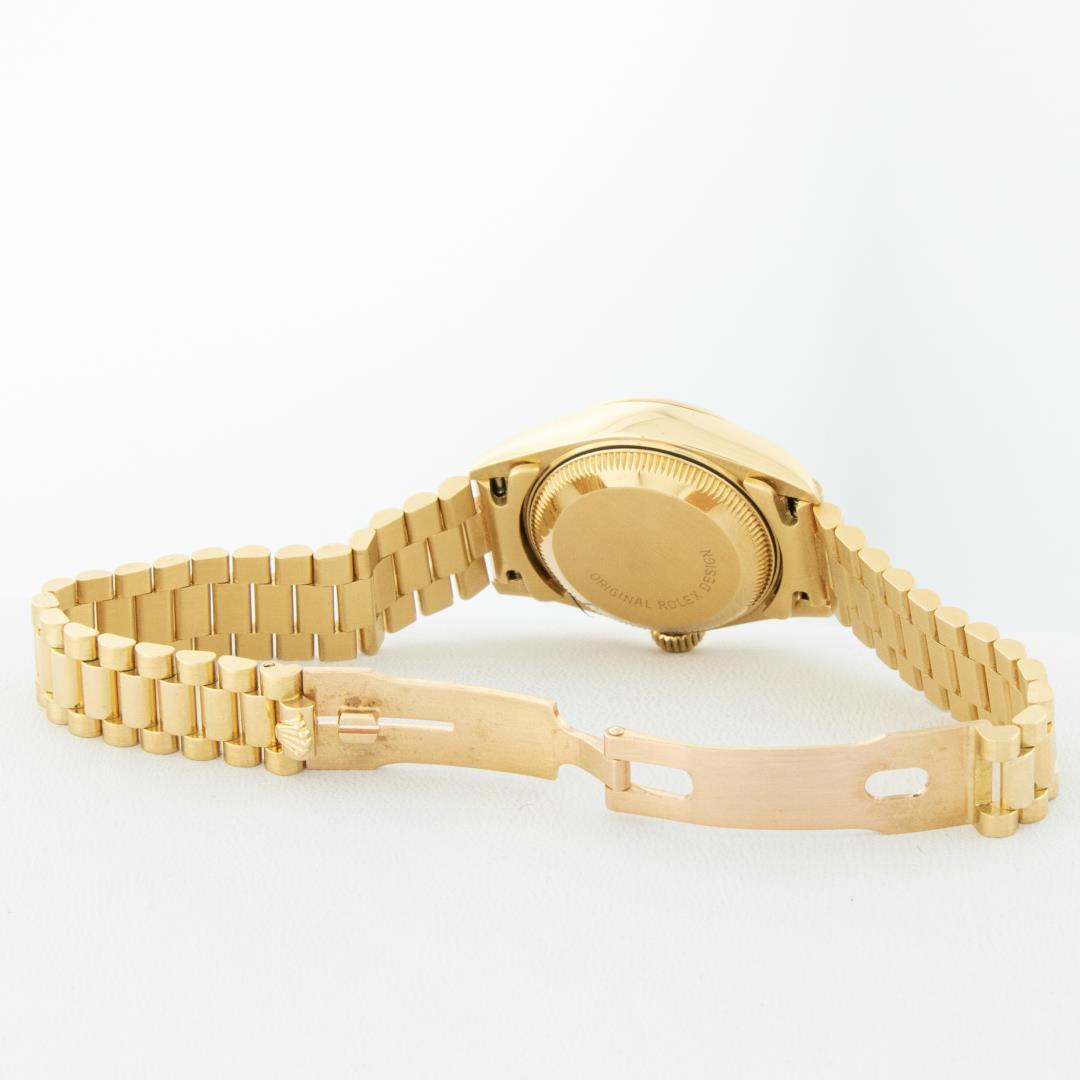Rolex Ladies 18K Yellow Gold Champagne Diamond President Wristwatch