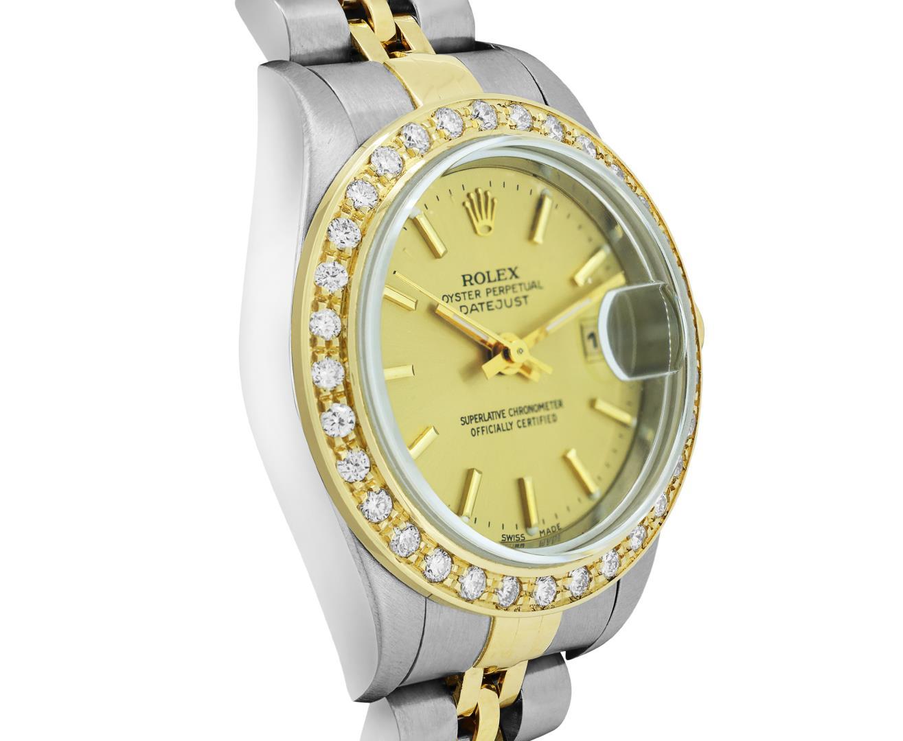 Rolex Ladies Two Tone Champagne Index Diamond Datejust Wristwatch