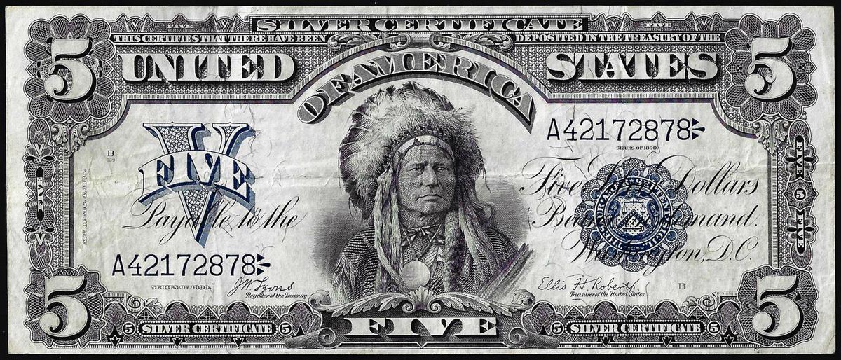 1899 $5 Indian Chief Silver Certificate Note