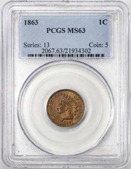 1863 Indian Head Cent Coin PCGS MS63
