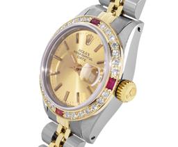 Rolex Ladies Two Tone Champagne Index Ruby and Diamond Date Wristwatch