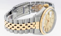 Rolex Men's Two Tone Champagne Tapestry Datejust Wristwatch