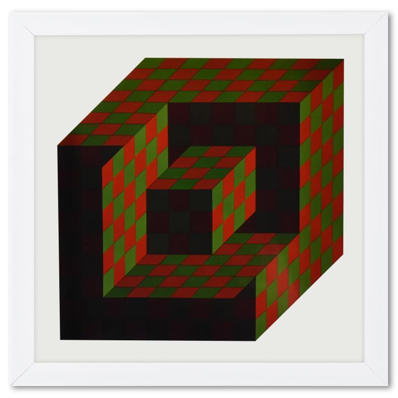 Victor Vasarely "Bidim De La Serie Structures Universelles De L'Hexagone" Mixed Media