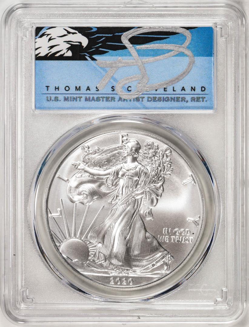 2020 $1 American Silver Eagle Coin PCGS MS70 First Day Of Issue Cleveland Signature