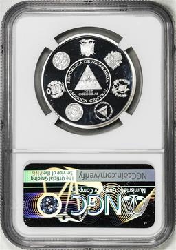 2020 Nicaragua 10 Cordobas Locomotive 25 Trains Silver Coin NGC PF68 Ultra Cameo