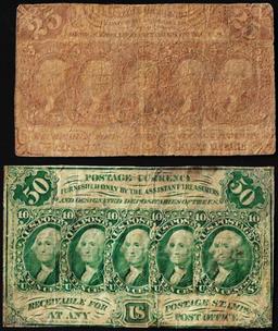 Lot of 1862 First Issue Twenty Five & Fifty Cents Fractional Currency Notes