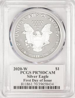 2020-W $1 Proof American Silver Eagle Coin PCGS PR70DCAM FDOI Jim Peed Signed