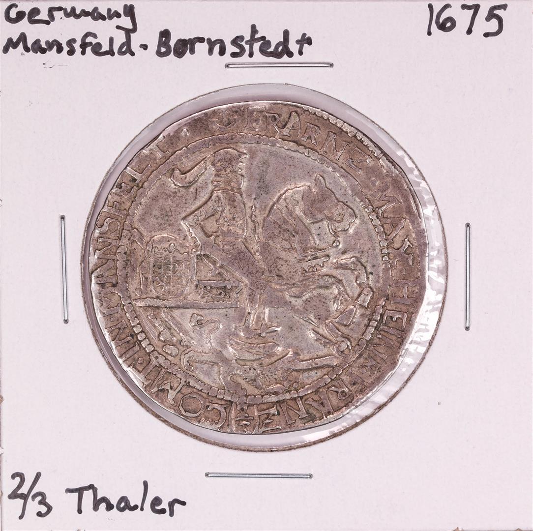 1675 Germany Mansfield-Bornsted 2/3 Thaler Silver Coin