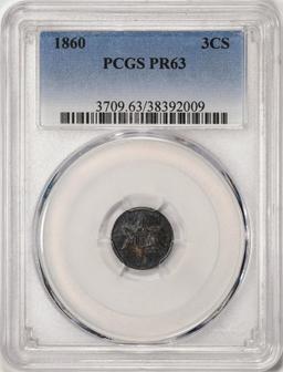 1860 Proof Three Cent Silver Coin PCGS PR63