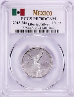 2018-Mo Mexico Proof 1/4 oz Silver Libertad Coin PCGS PR70DCAM