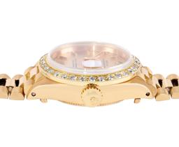 Rolex Ladies 18K Yellow Gold Diamond President Wristwatch