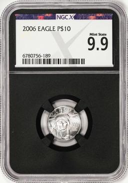 2006 $10 American Platinum Eagle Coin NGCX Mint State 9.9