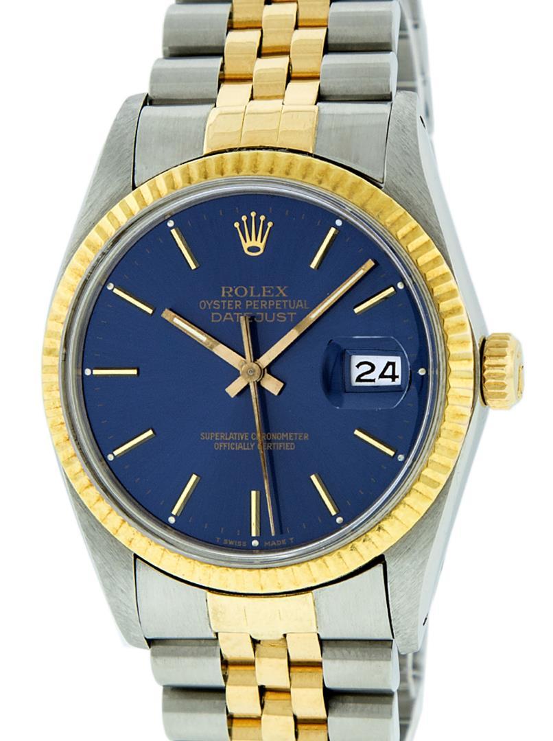 Rolex Men's Two Tone Blue Index Datejust Wristwatch