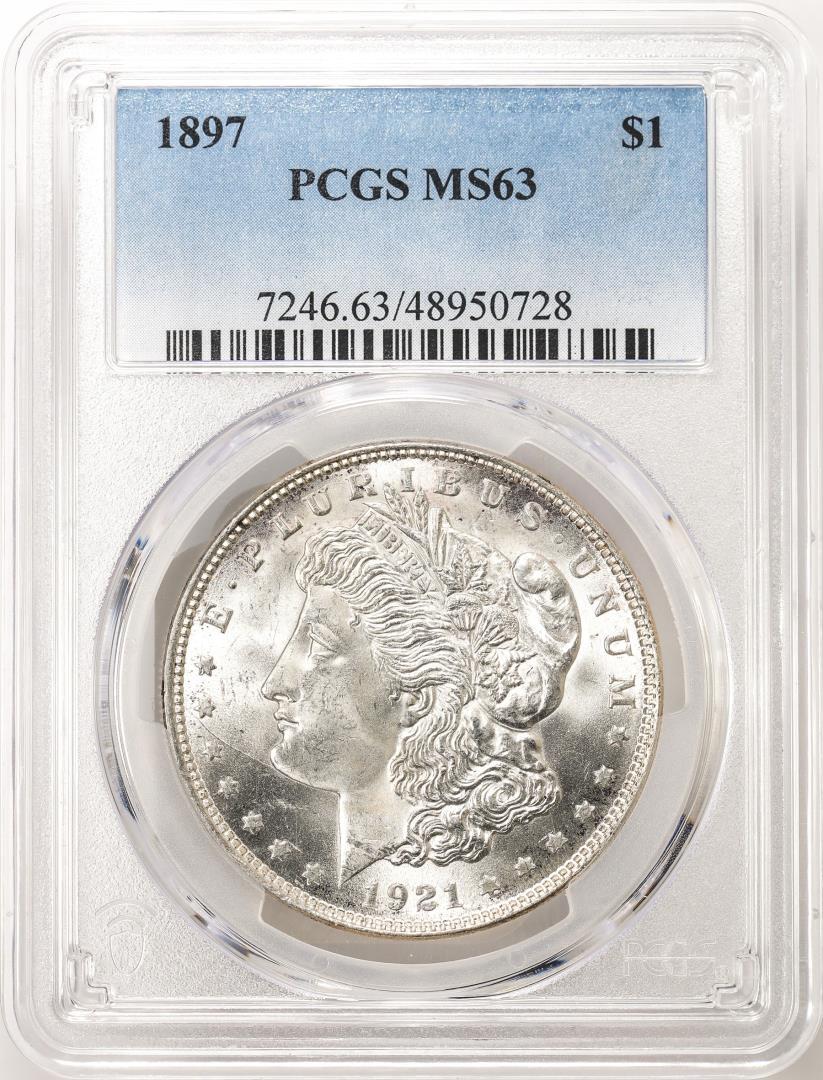 1897 $1 Morgan Silver Dollar Coin PCGS MS63