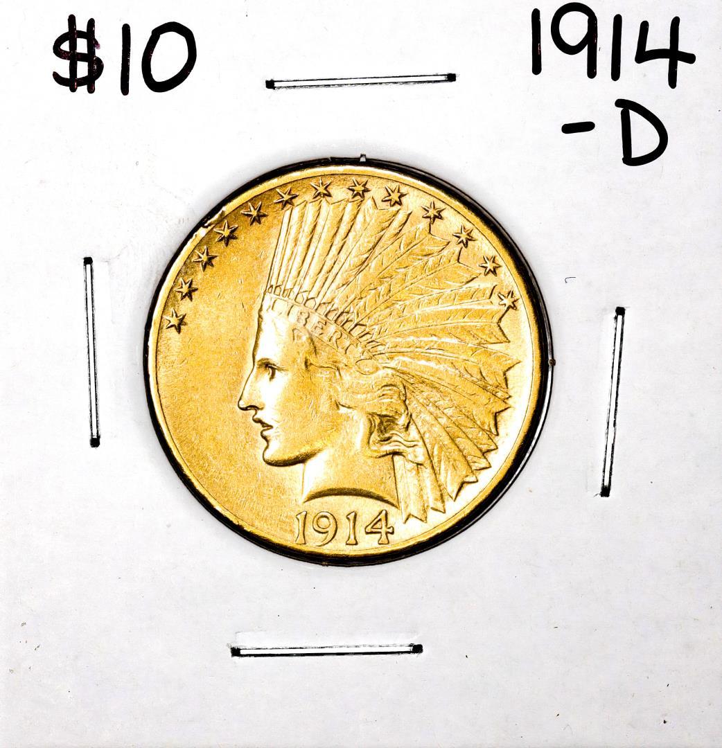 1914-D $10 Indian Head Eagle Gold Coin