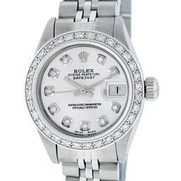 Rolex Ladies Stainless Steel Diamond Datejust Wristwatch