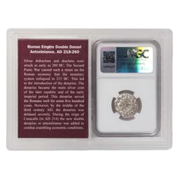 Roman Empire 249-251 AD Trajan Decius AR Double-Denarius Ancient NGC Ch AU Story Box