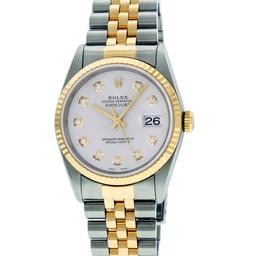 Rolex Mens Two Tone Diamond Datejust Wristwatch