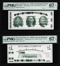 Set of Giori Test Note Washington & Lincoln Memorial PMG Superb Gem Unc 67EPQ