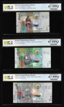 Lot of 2014 Kuwait 1/4, 1/2 & 1 Dinar Notes PCGS Superb Gem Uncirculated 67PPQ