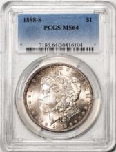 1888-S $1 Morgan Silver Dollar Coin PCGS MS64 Nice Toning