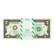 Pack of (100) Consecutive 2017A $2 Federal Reserve Star Notes San Francisco