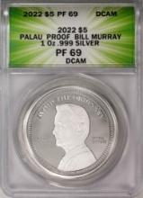 2022 $5 Palau Proof Bill Murray Silver Coin ANACS PF69DCAM