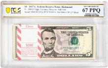 Pack of 2017A $5 Federal Reserve STAR Notes RCH Fr.1998-E* PCGS Superb Gem UNC 67PPQ