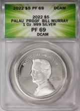 2022 $5 Palau Proof Bill Murray Silver Coin ANACS PF69DCAM